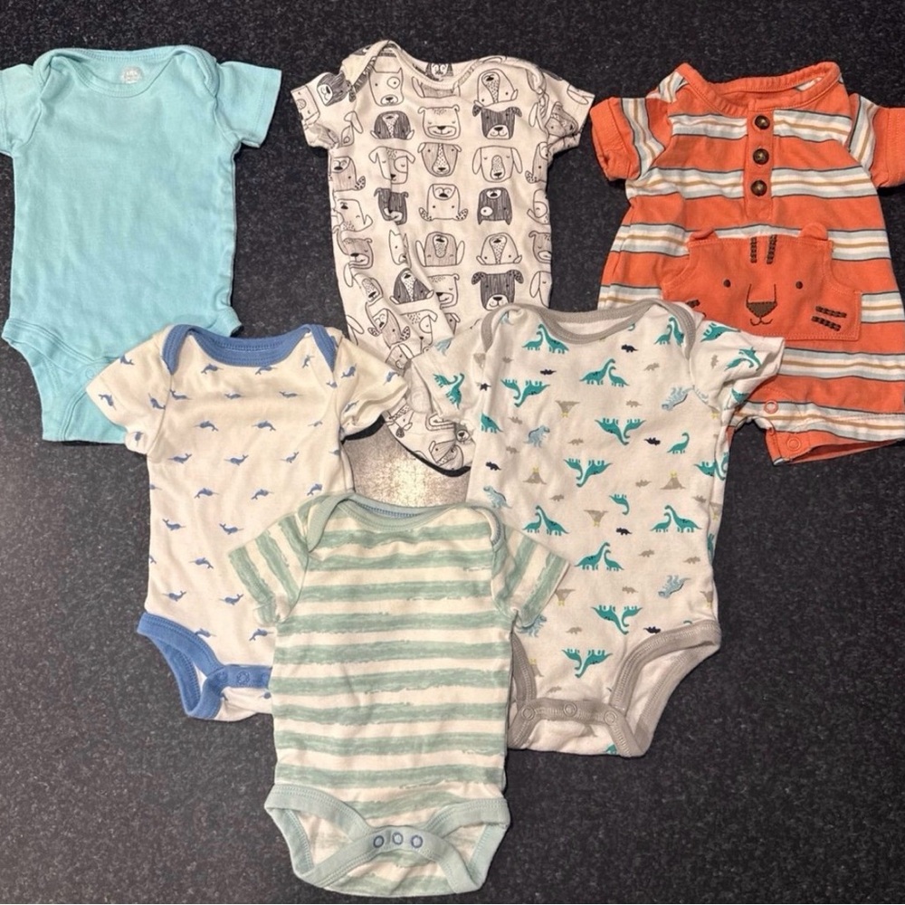 Assorted Baby Bodysuits Set - Blue, Gray, Orange